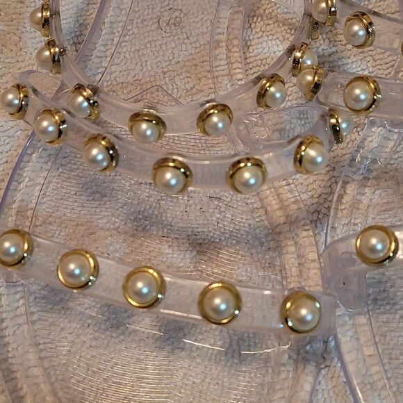 Steve Madden Yalsa Jelly Pearl Studded Sandals Sz 10 Clear - Picture 2 of 4